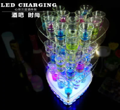 发光心形三层酒架36孔