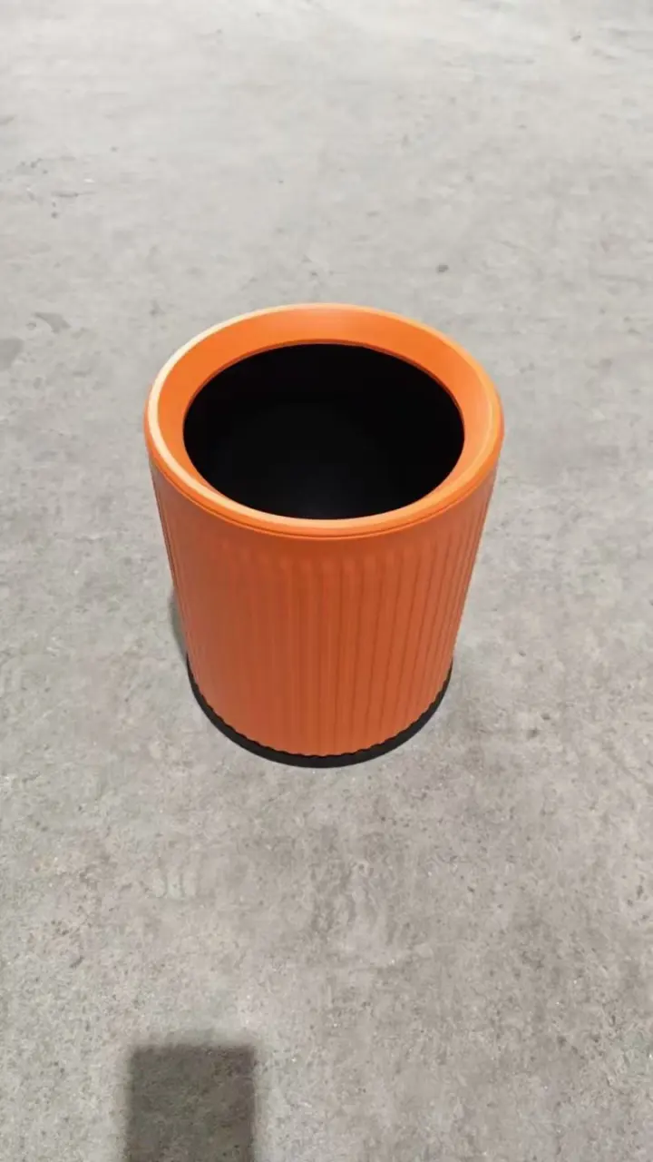 竖纹圆形双层垃圾桶