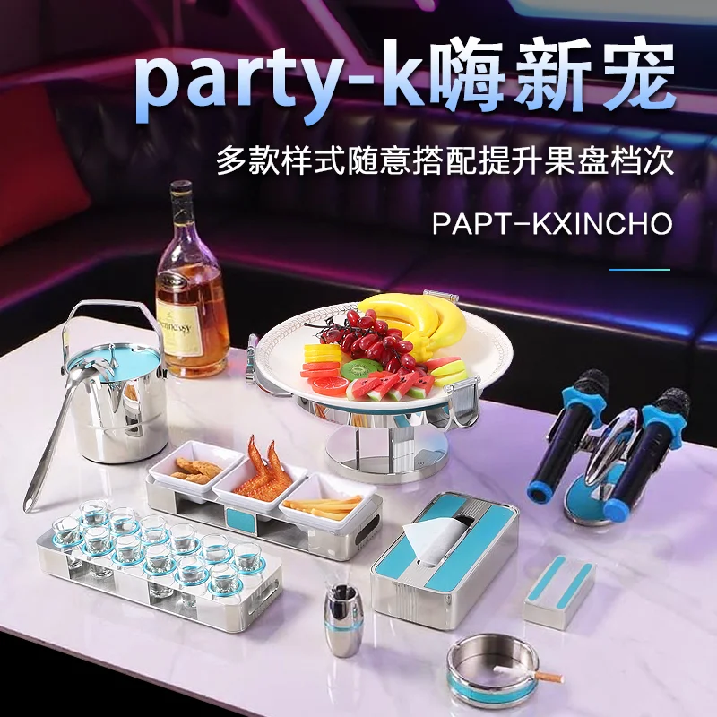蓝灰格纹铝摆台 - 纸巾盒