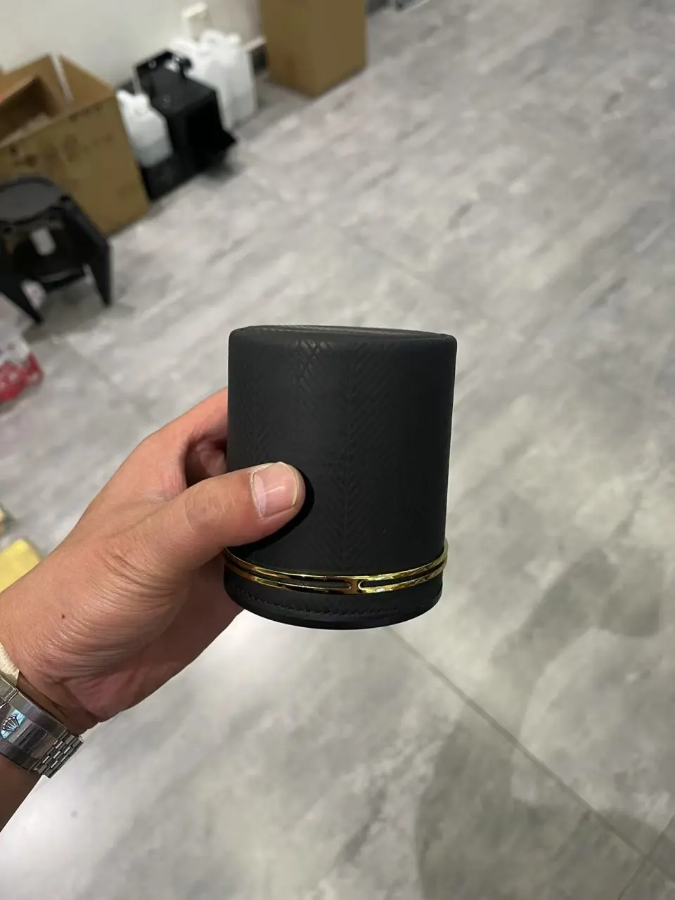 双环皮色盅