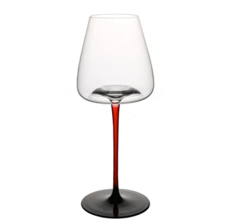 水晶红黑凹底红酒杯 - AT280-R-600ml