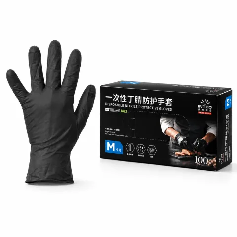 一次性防护手套 - M码 黑色