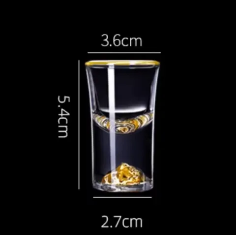 高档白酒酒具 - 10ml 冰山金箔子弹杯（描金）