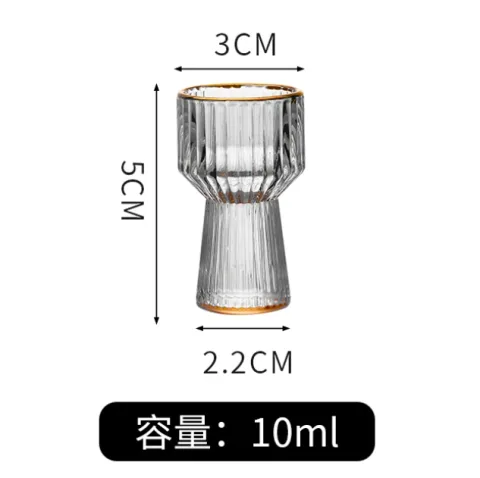 高档白酒酒具 - 10ml 描金竖纹杯