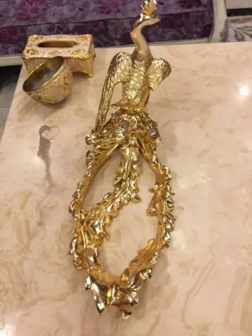 金色凤凰长尾果盘底座（不含碟）