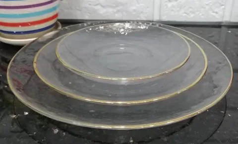 玻璃 锤纹描金圆碟