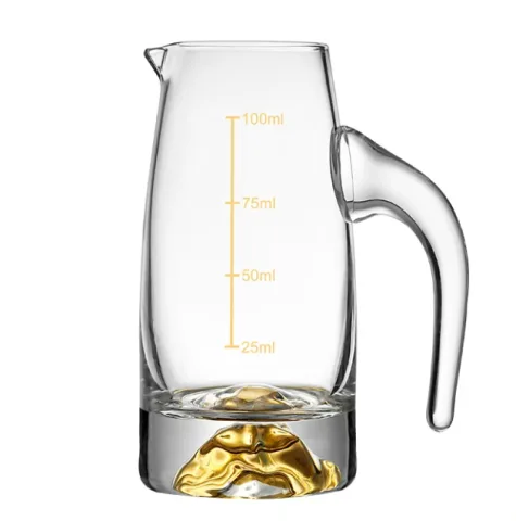 高档白酒酒具 - 100ml 带柄分酒器（冰山金箔）