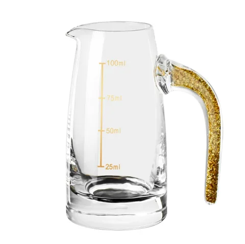 高档白酒酒具 - 100ml 带柄分酒器（金箔手柄）